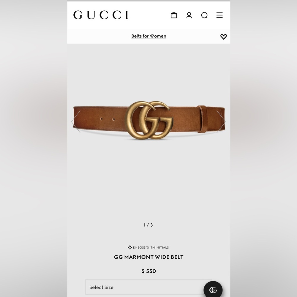 Gucci Brown Leather Belt with Gold Buckle